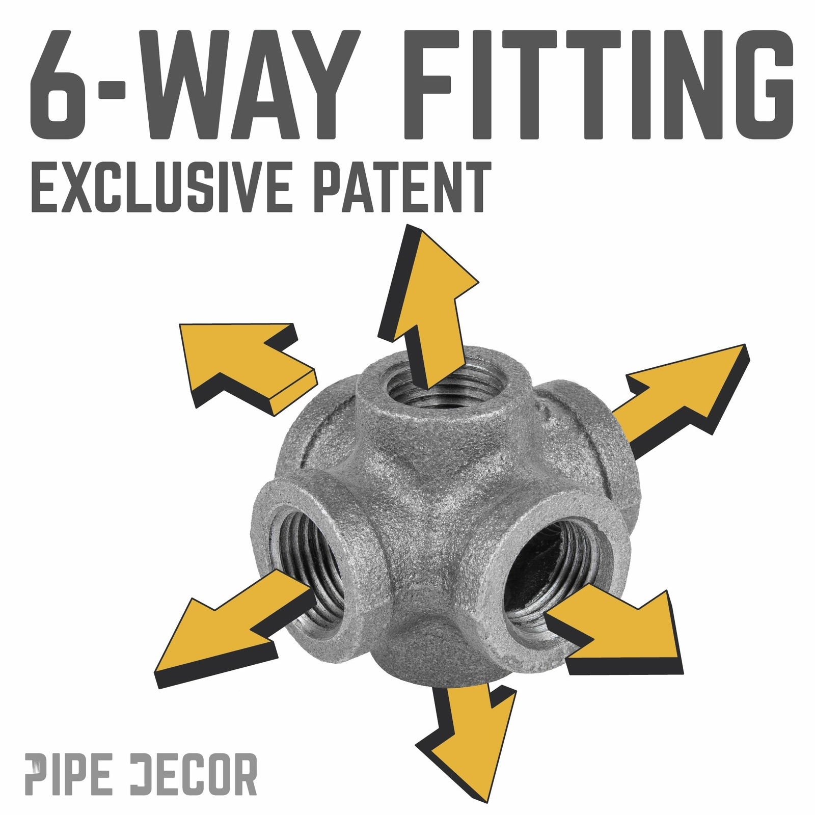 3/8 in. Black 6-Way Fitting