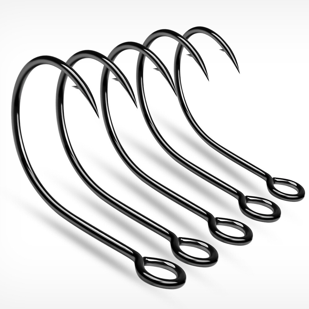 100pcs Big Eye Fishing Hook Lure Spare Single Fish Lure Hooks Inline Hook Tackle