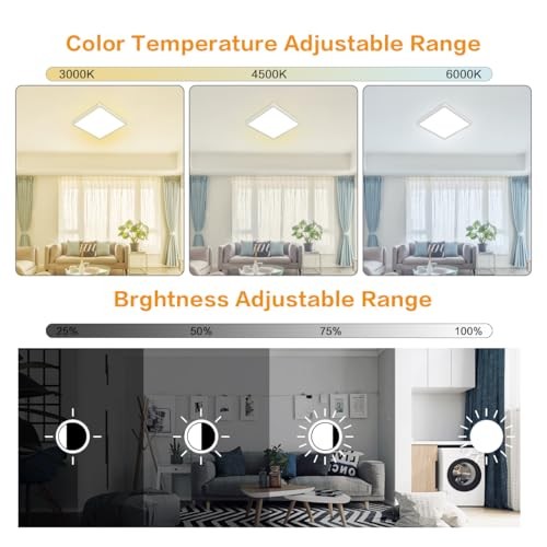 12 inch Dimmable LED Flush Mount Ceiling Light with Remote, 1 Pack (Dimmable)