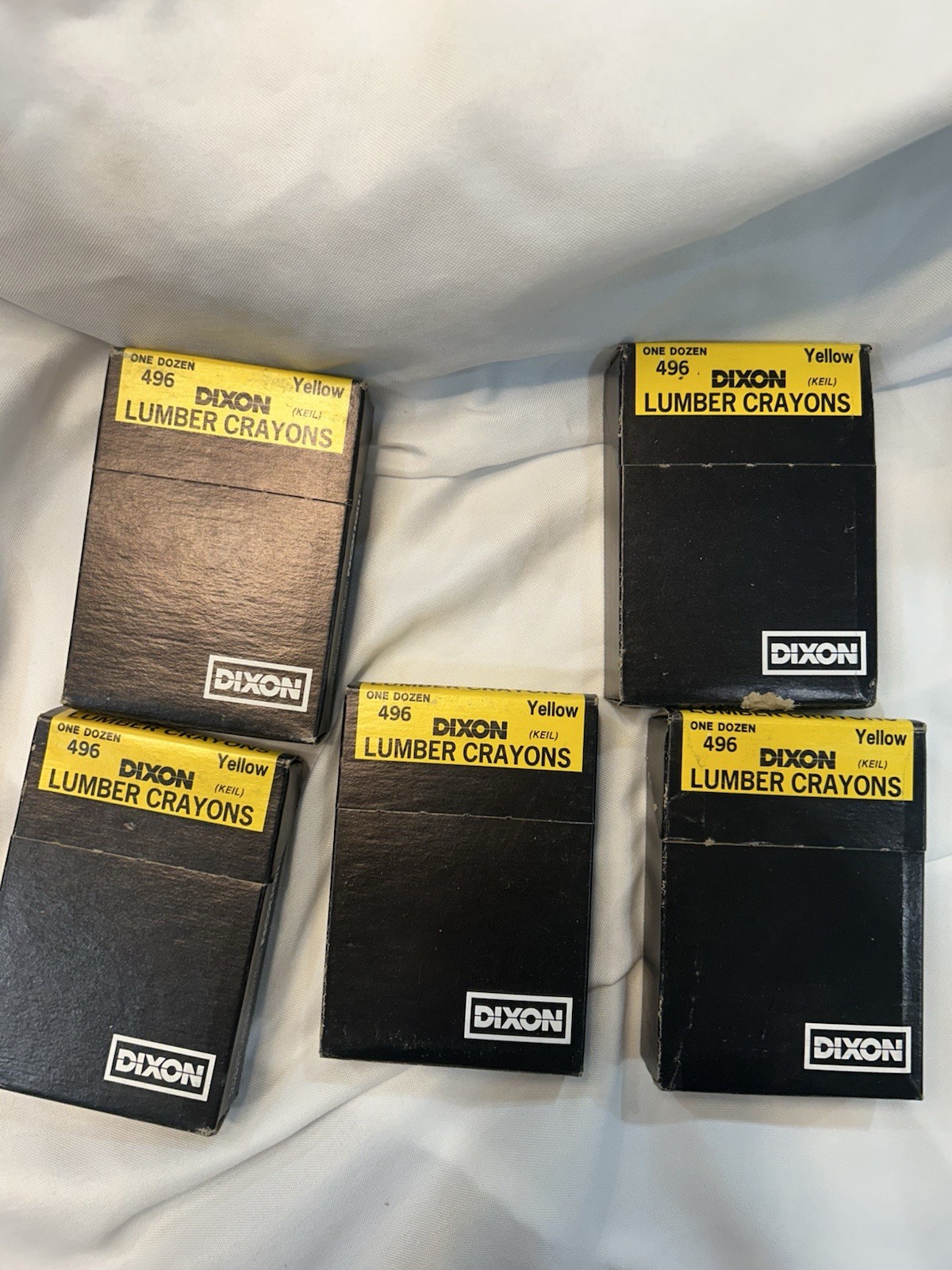 Vintage Dixon #496 Lumber Steel and Concrete Crayons Yellow Lot of 5 Boxes