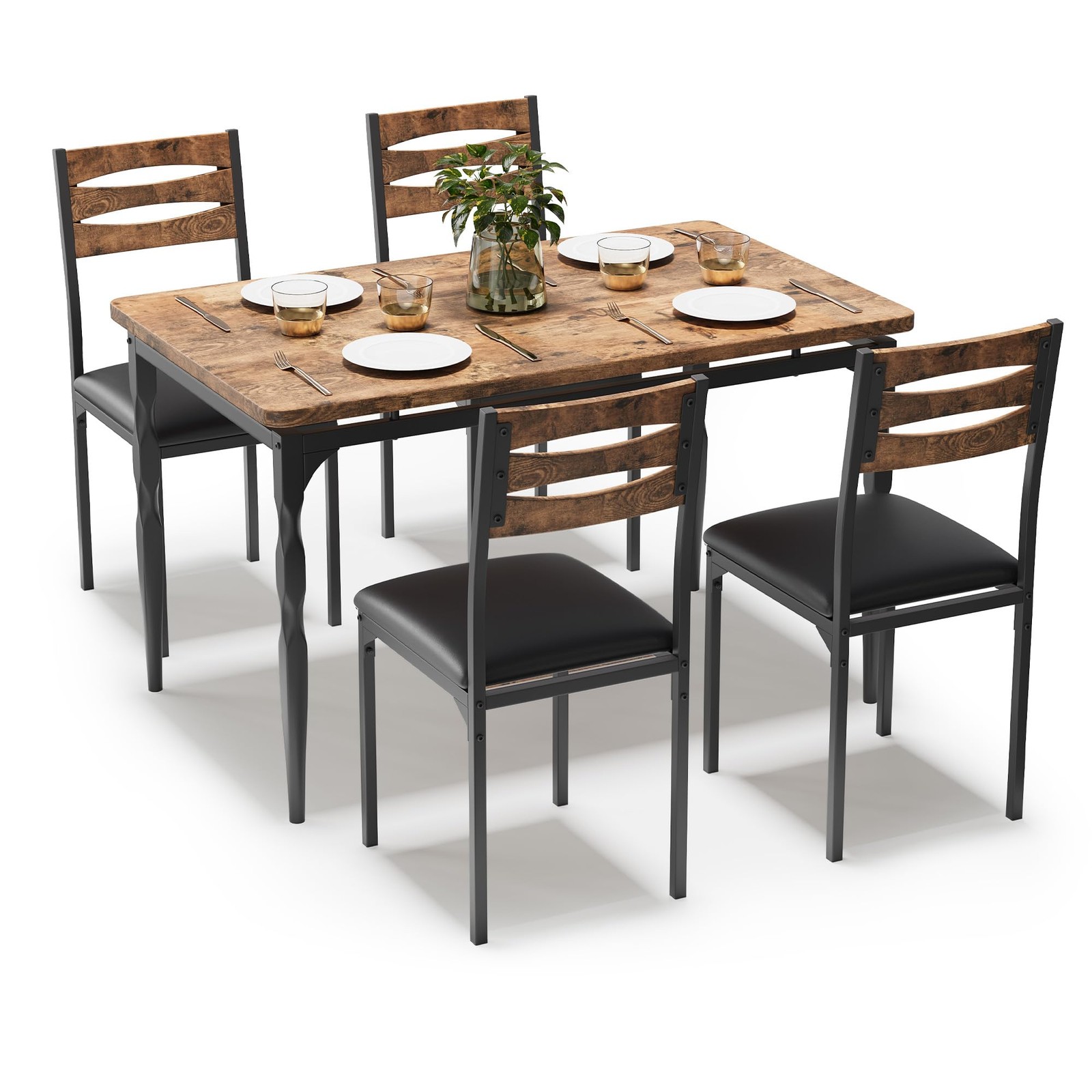 5 Piece Table and Chairs Dining Table Set Kitchen Table for Small Spaces Dinning