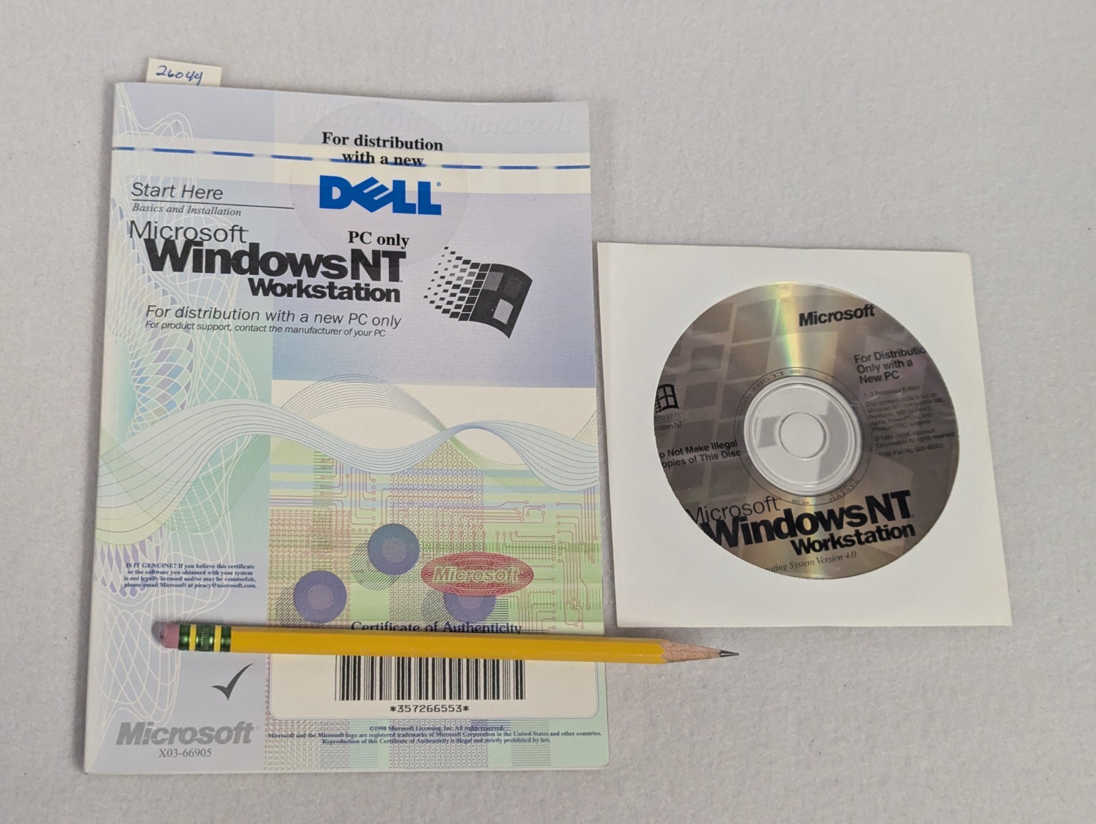 Microsoft Windows NT 4.0 Workstation Full Install CD-ROM + COA Key & User Guide