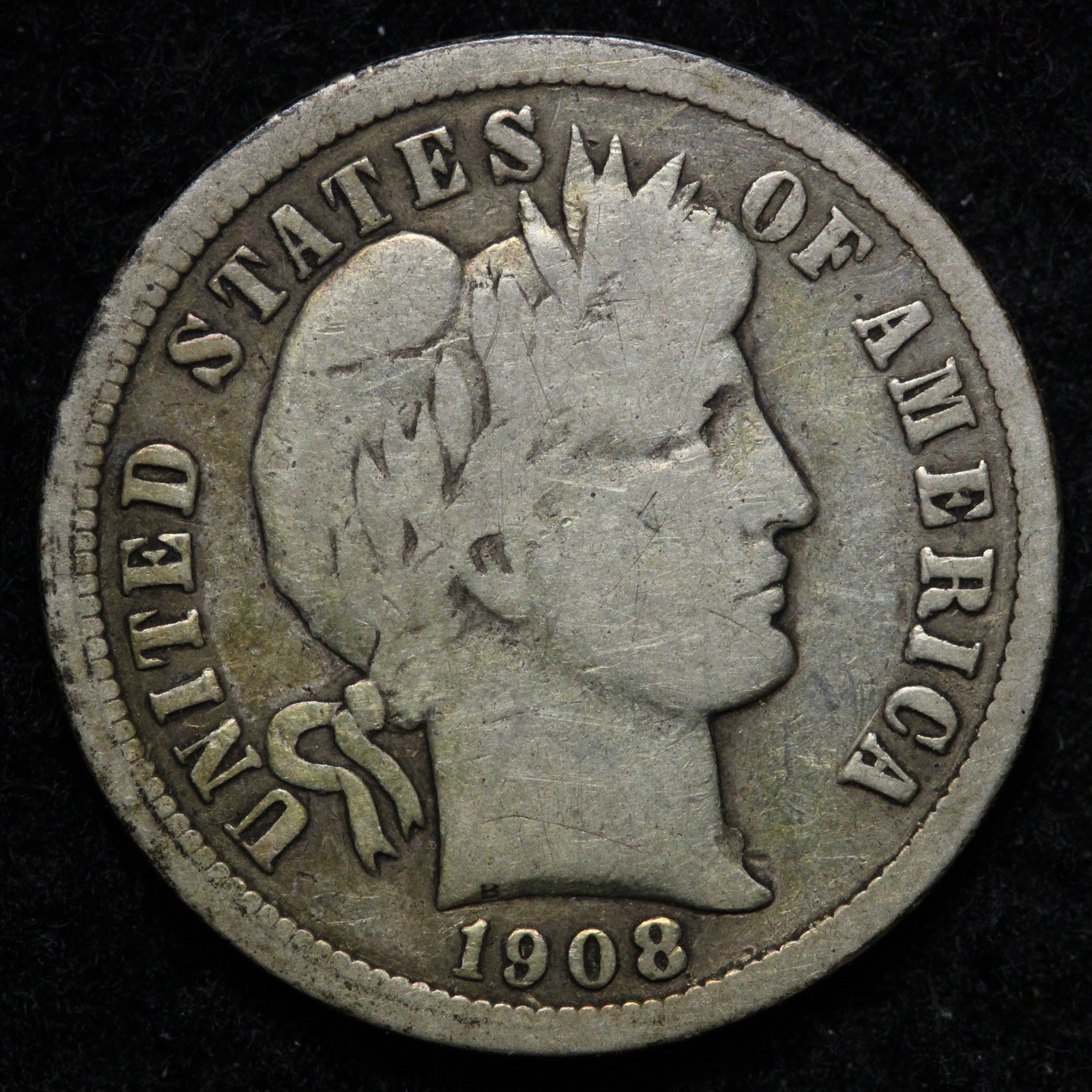 1908-O Barber Silver Dime FINE E216 GWCK