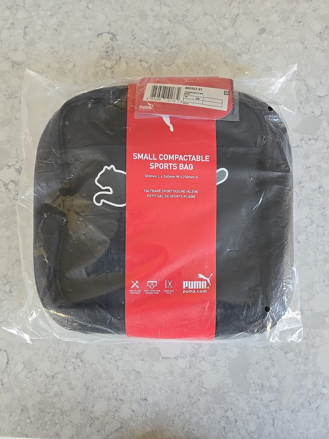PUMA Compactable Sports Travel Duffel  Gym Black Bag - New in Package