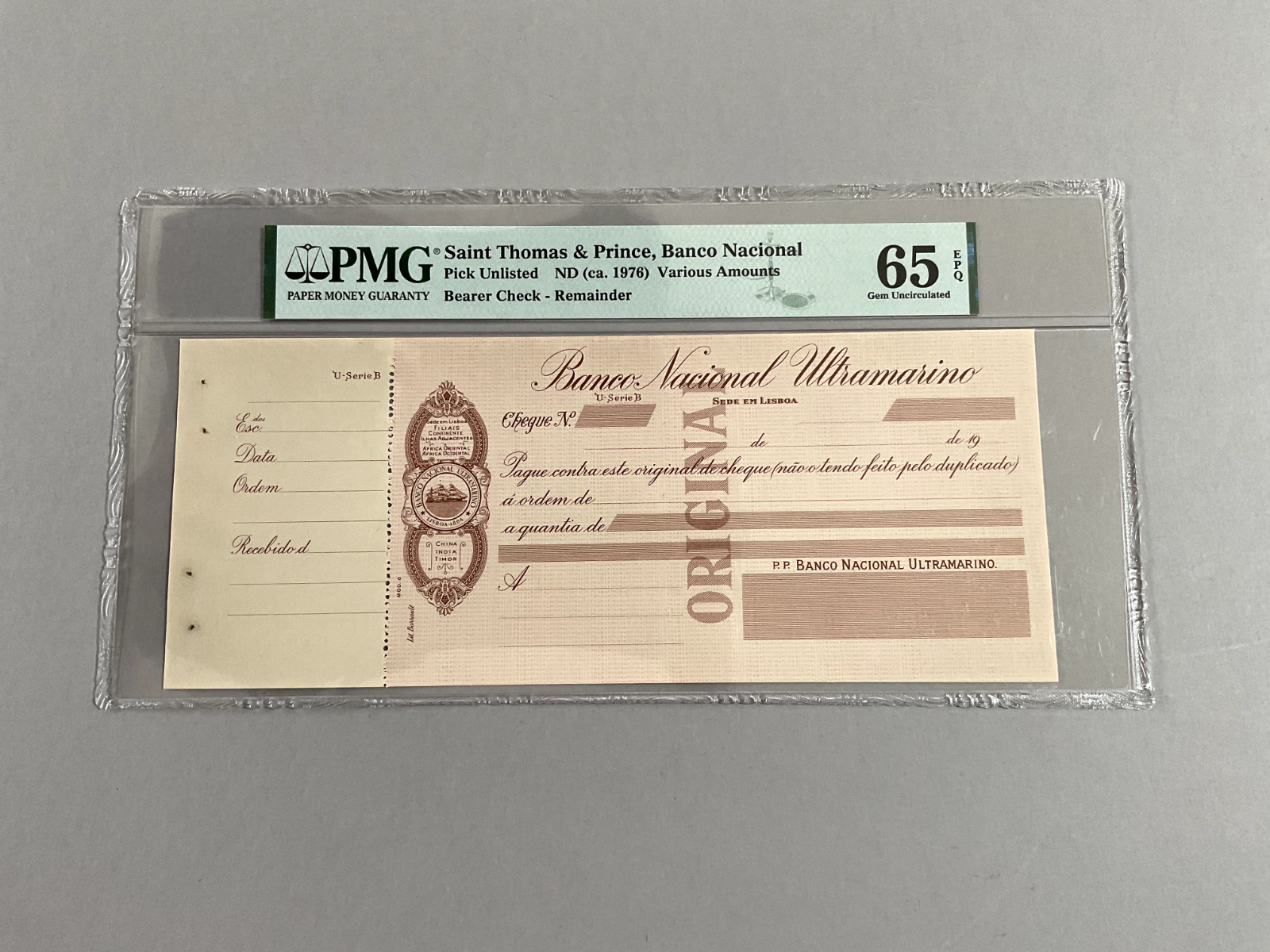 Saint Thomas & Prince Various Amounts P-UNL ND(1976) PMG 65 EPQ *Bearer Check*