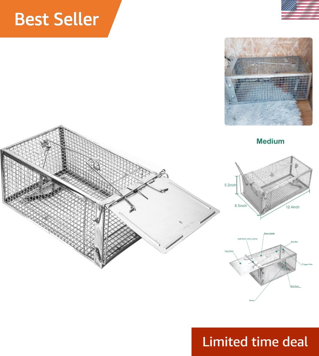 Live Animal Trap Rodent Catch and Release(Medium),Small Mice, Hamster Trap