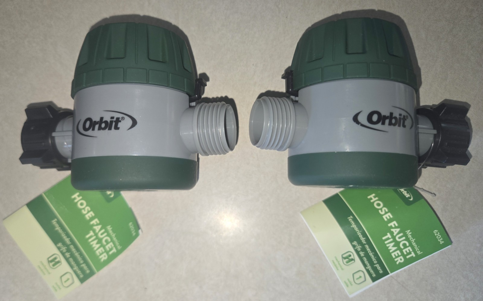 (QTY 2) Orbit Mechanical Hose Faucet Timer Green Gray 120 Minute Manual Override