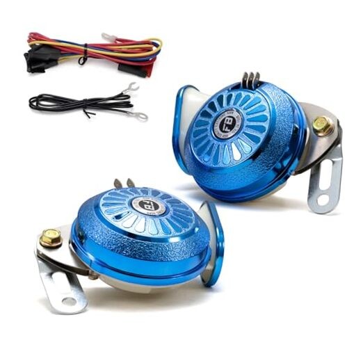 Loud Car Horn Kit，3-Tone Train Horn with Different Sounds,130db Blue-3tones