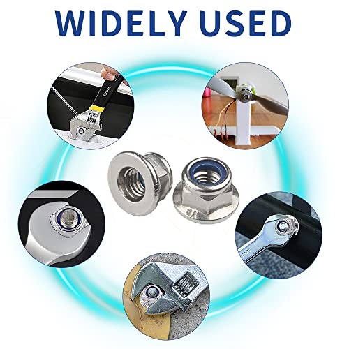 Flange Nylon Inserted Lock Nuts Assortment Kit,304 Stainless Transparent