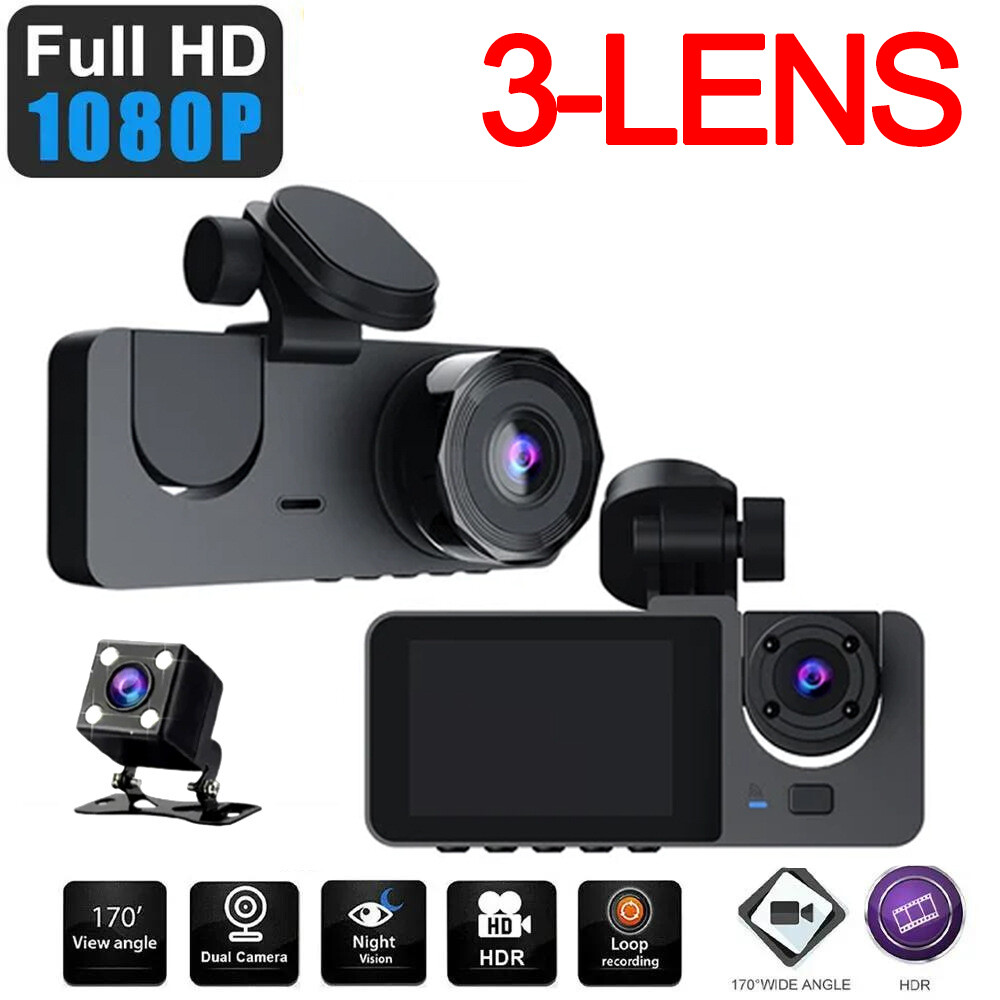 1080 HD Night Vision car camera 170° degree wide-angle 3camer 3 Channel Dash Cam