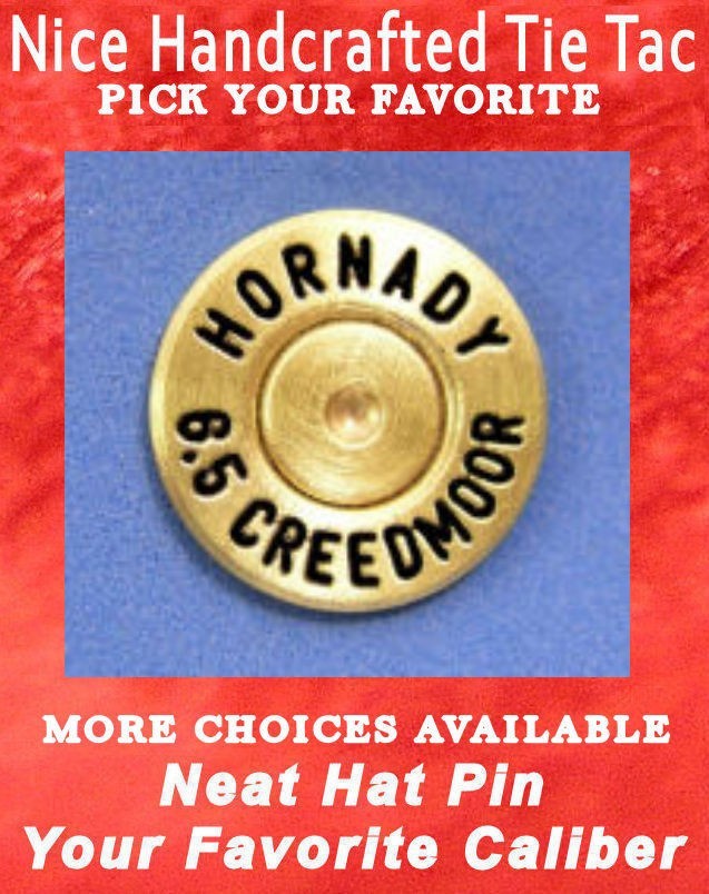 6.5 MM CREEDMOOR Caliber Cartridge Hat Pin Shooting Jacket Pin Tie Tack Gun Ammo