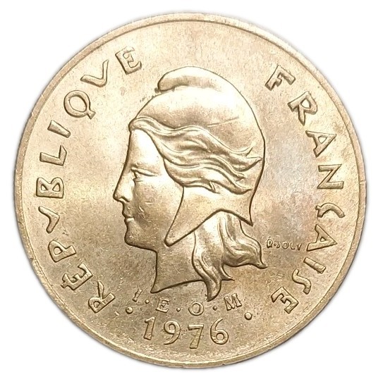 1976 French Polynesia 100 francs UNC Coin KM 14