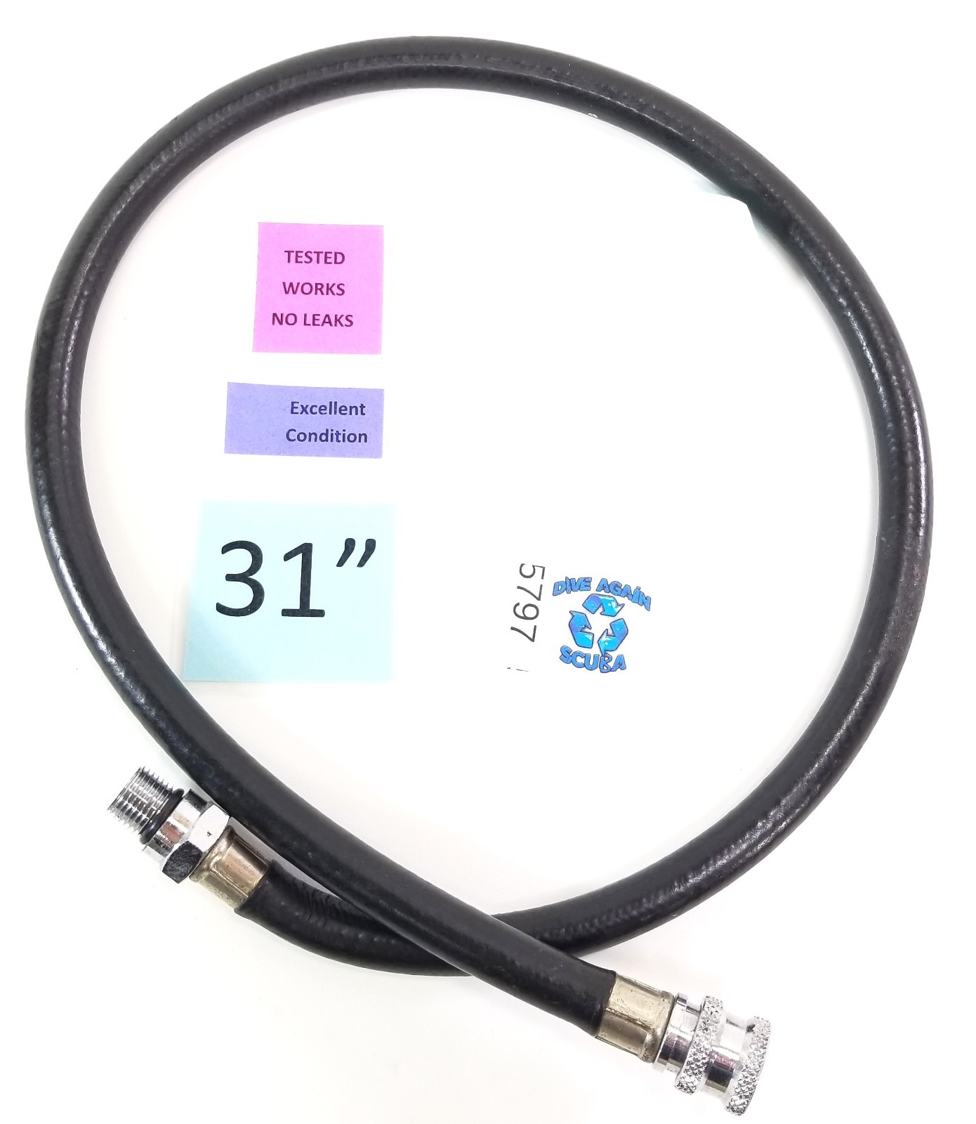 31" Standard BCD BC Inflator Hose 1/2" Threads Scuba Dive Diving Low Pressure