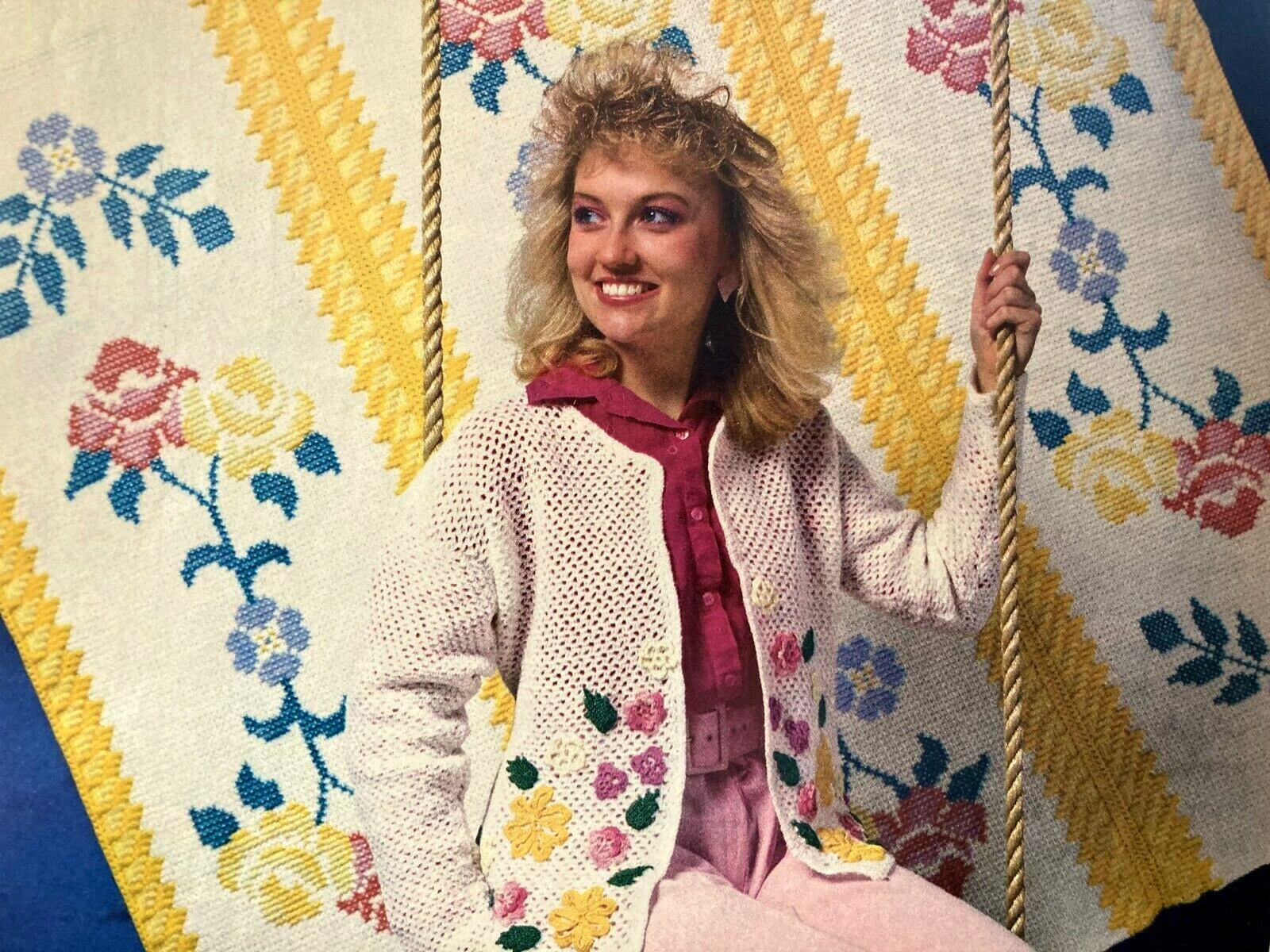 SPRINGTIME Classic Rose Afghan & Garden Jacket/Crochet Pattern INSTRUCTIONS ONLY