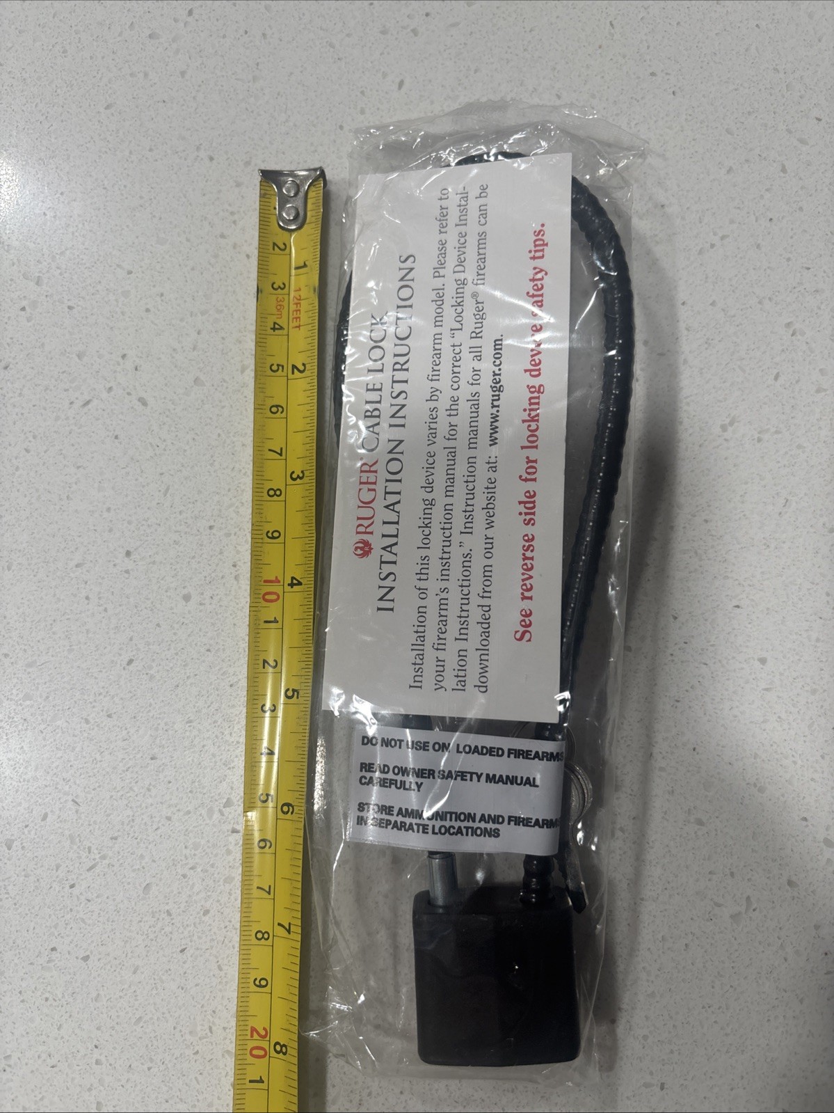 Ruger Black Cable Gun Lock with 2 Keys 15"