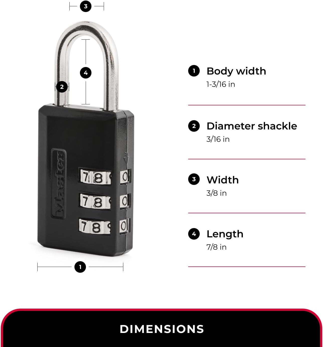 Master Lock Black Combination Padlock, Indoor Gym Locker Lock with Customizable