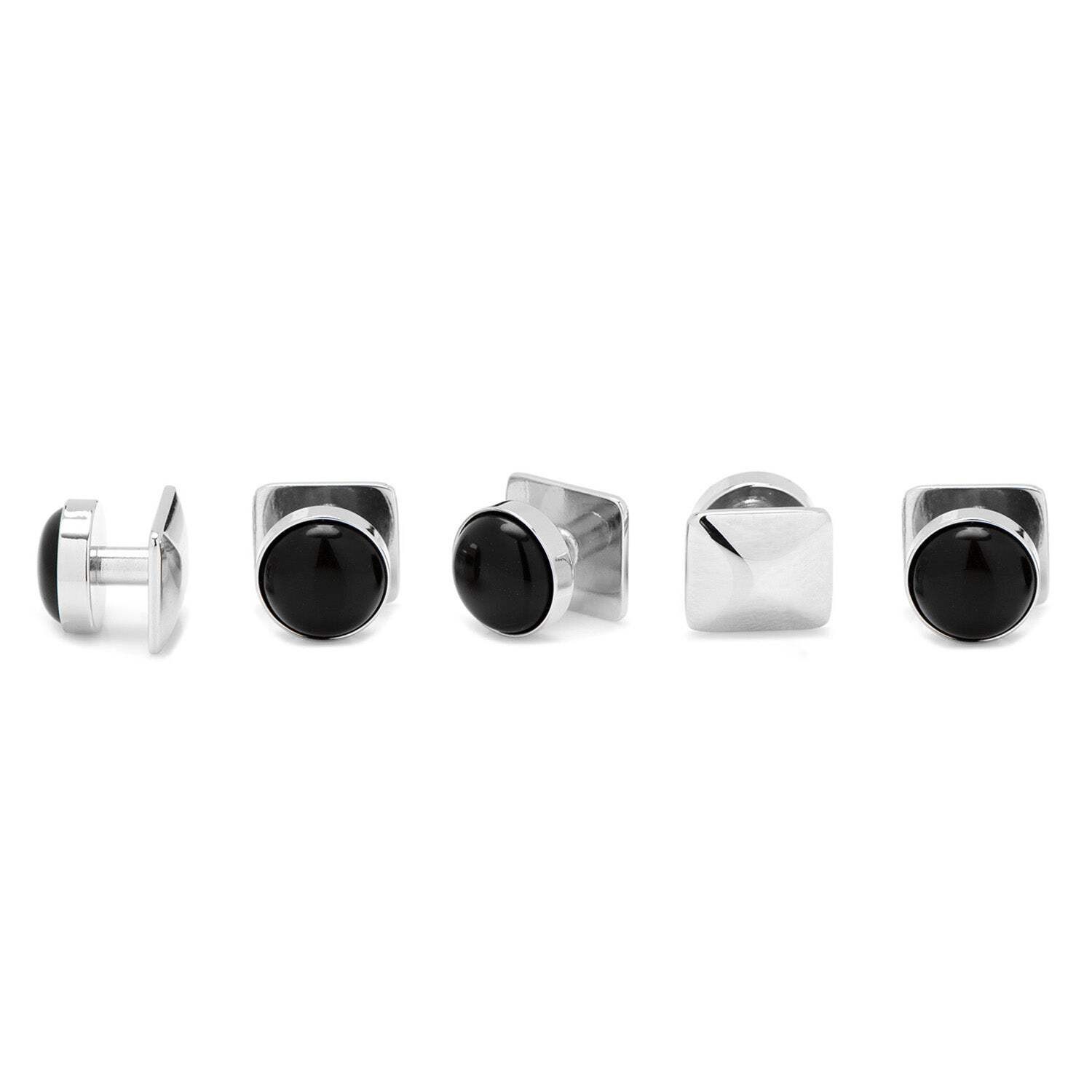 Mixed Pave Crystal and Onyx 5-Stud Set