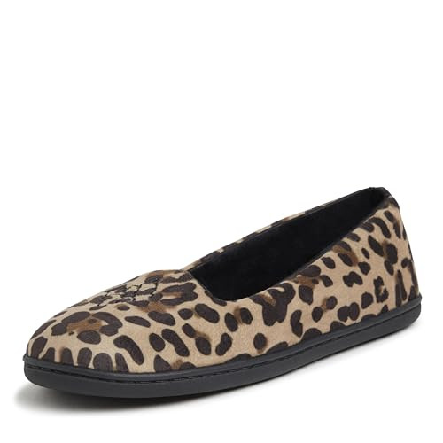 Women's Cozy Memory Foam Indoor Rebecca Closed Back House 9-10 Leopard Velour