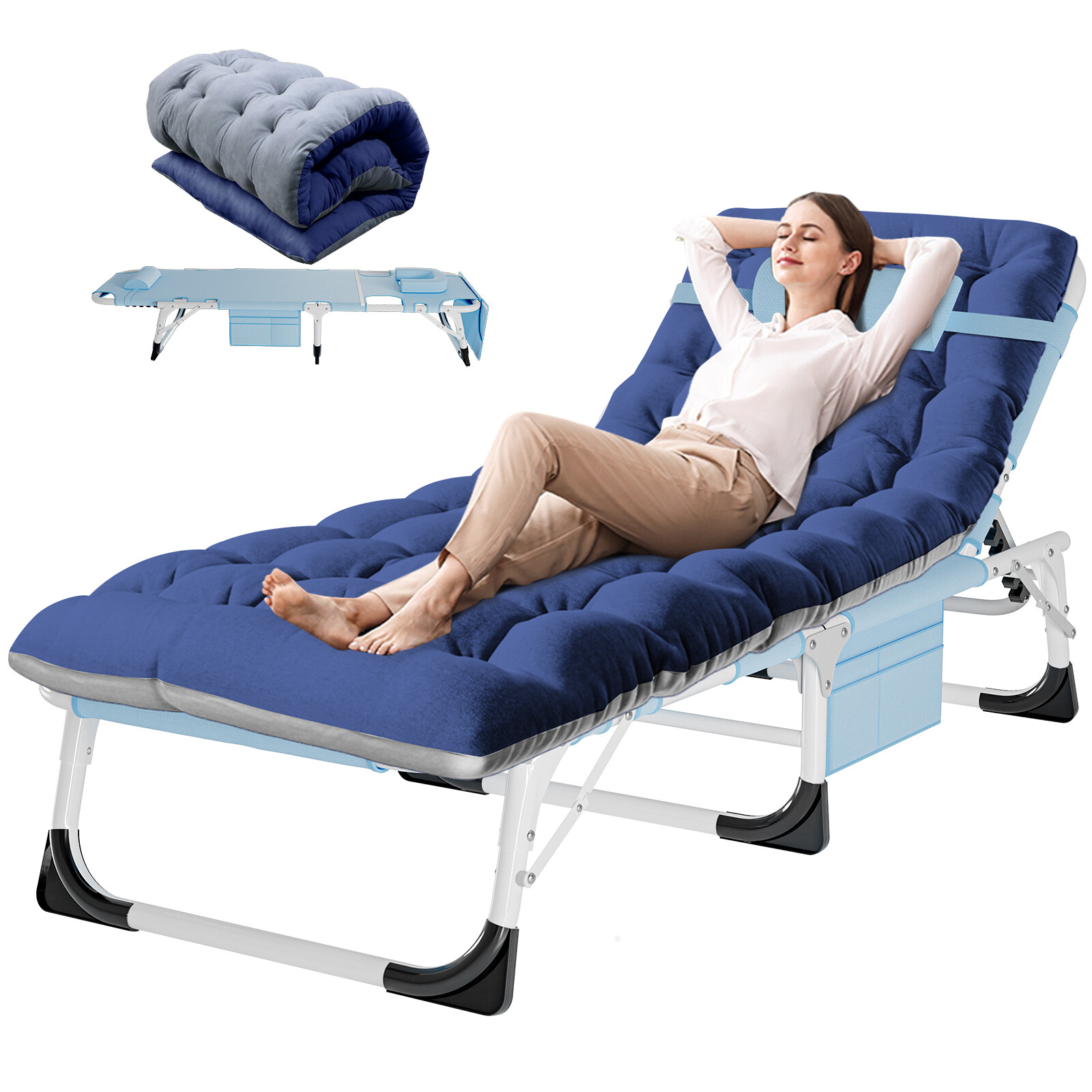 Chaise Lounge Outdoor Patio Folding Reclining Beach Pool Chair Lawn Sun Lounger