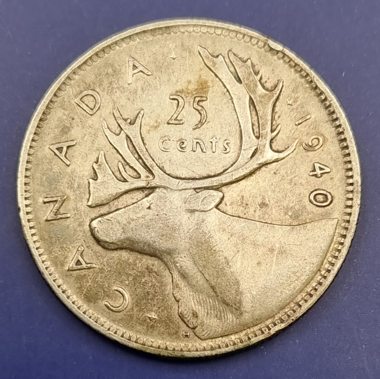 1940 Canada George VI 25 Cents .800 Silver Coin Ref C182