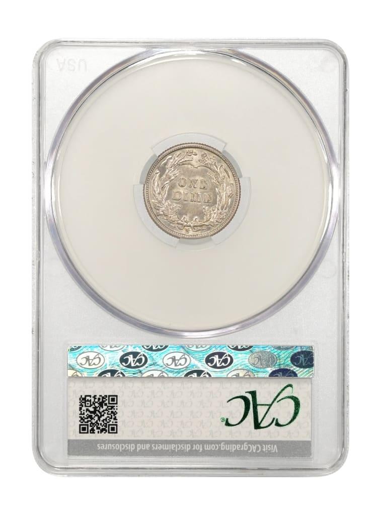 1914-S 10C Barber Dime CACG AU58+