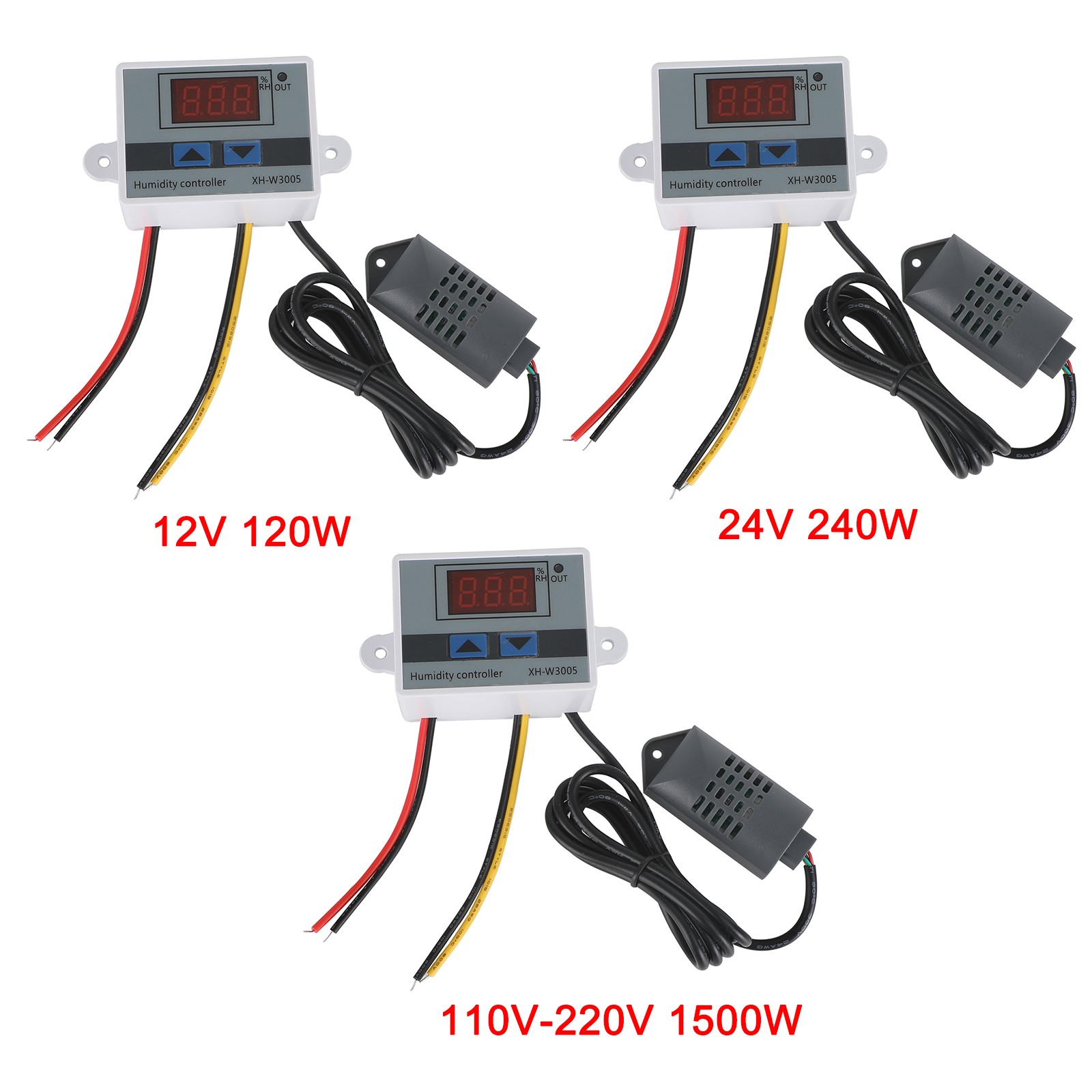 W3005 Digital LED Humidity Controller Hygrometer Switch Sensor 12V 24V 110~220V