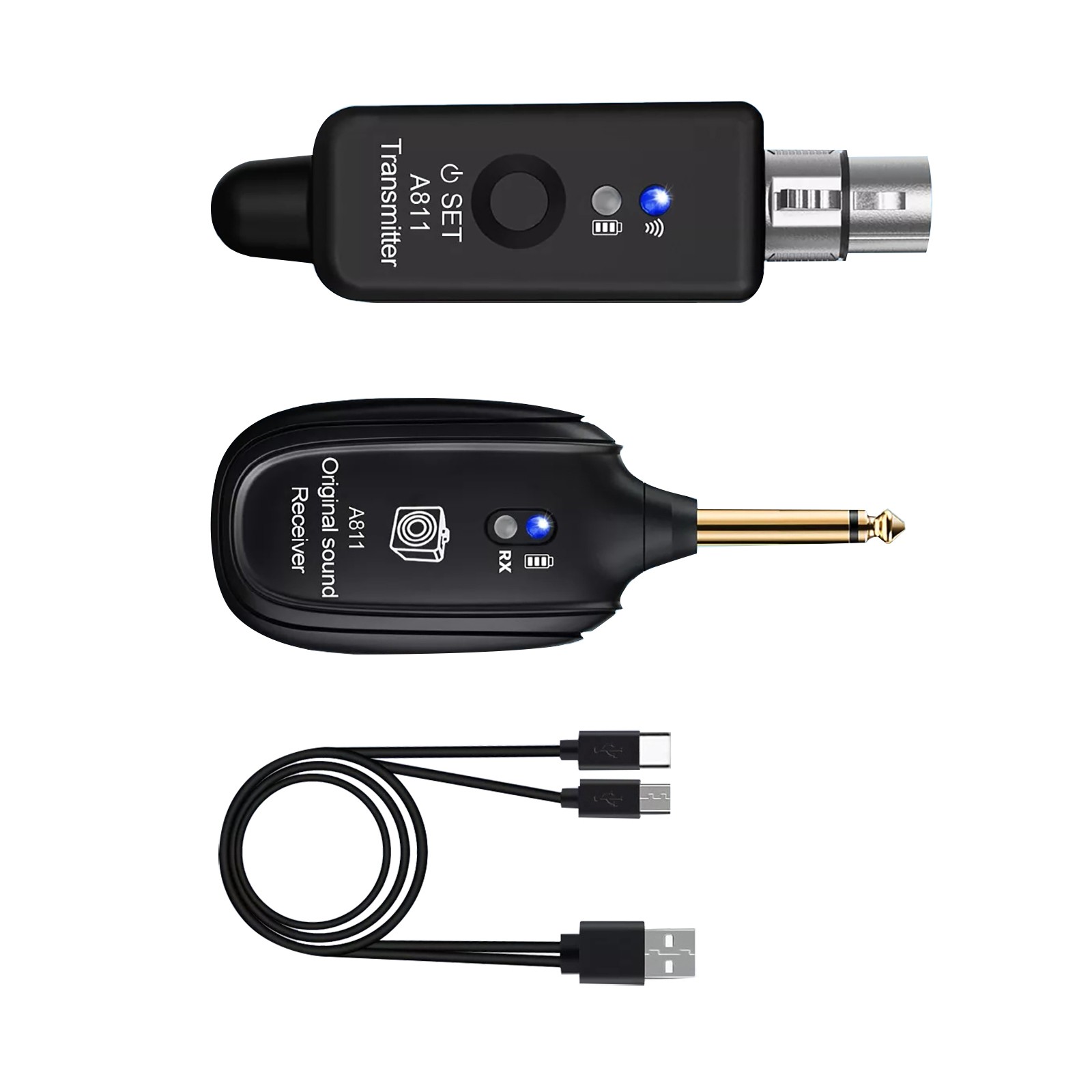 2.4GHz Microphone Wireless System Converter Adapter XLR Transmitter Receiver Set