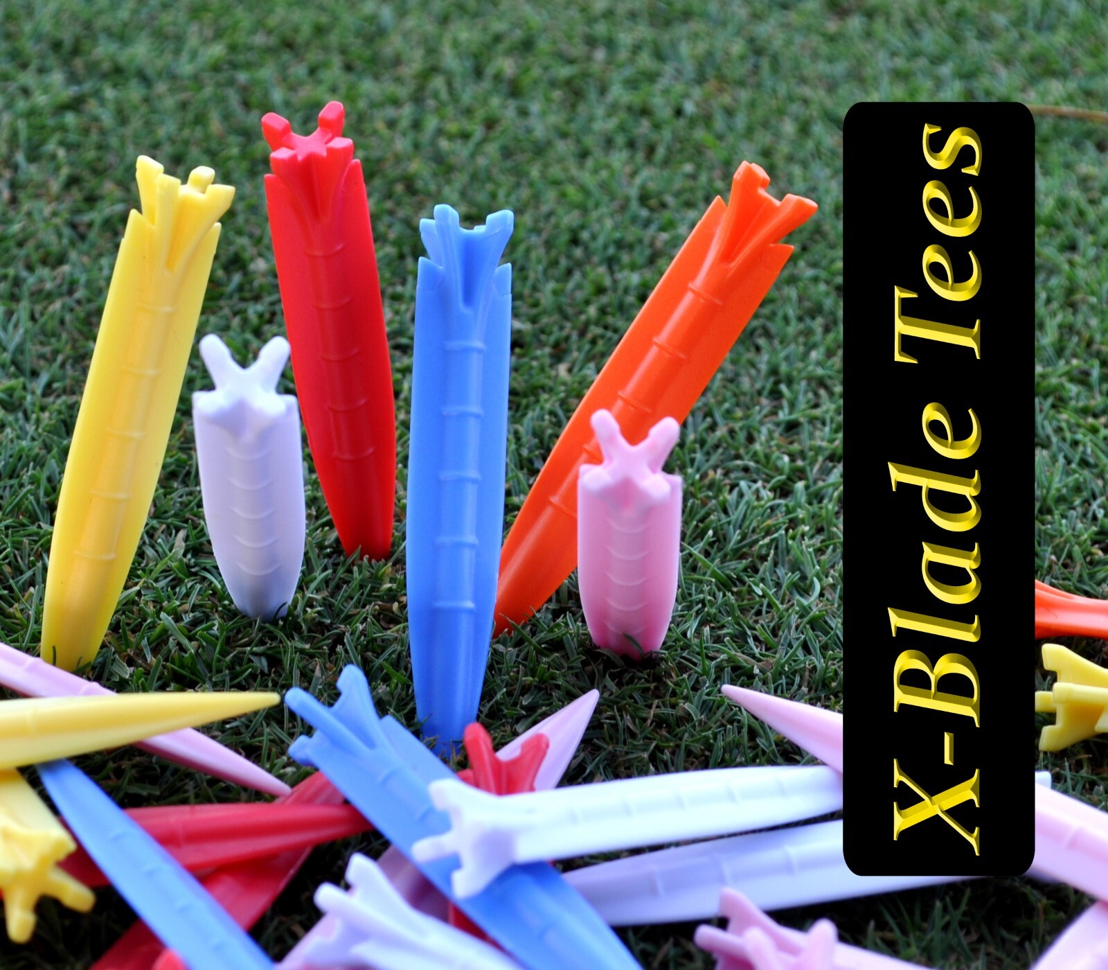 X BLADE GOLF TEES - Unbreakable plastic 3 1/2" - MULTI Color