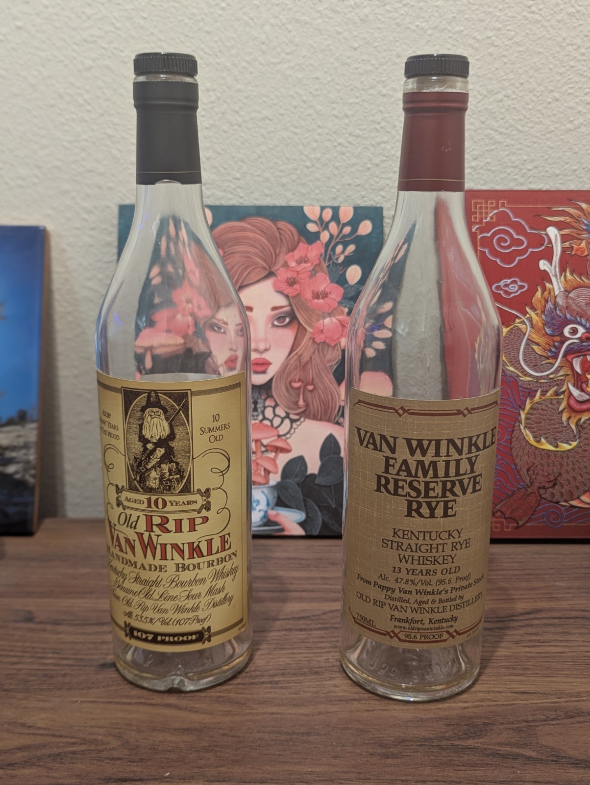 Van Winlkle Family Reserve Rye 13 & RIP Van Winkle 10yr empty bottles Unrinsed