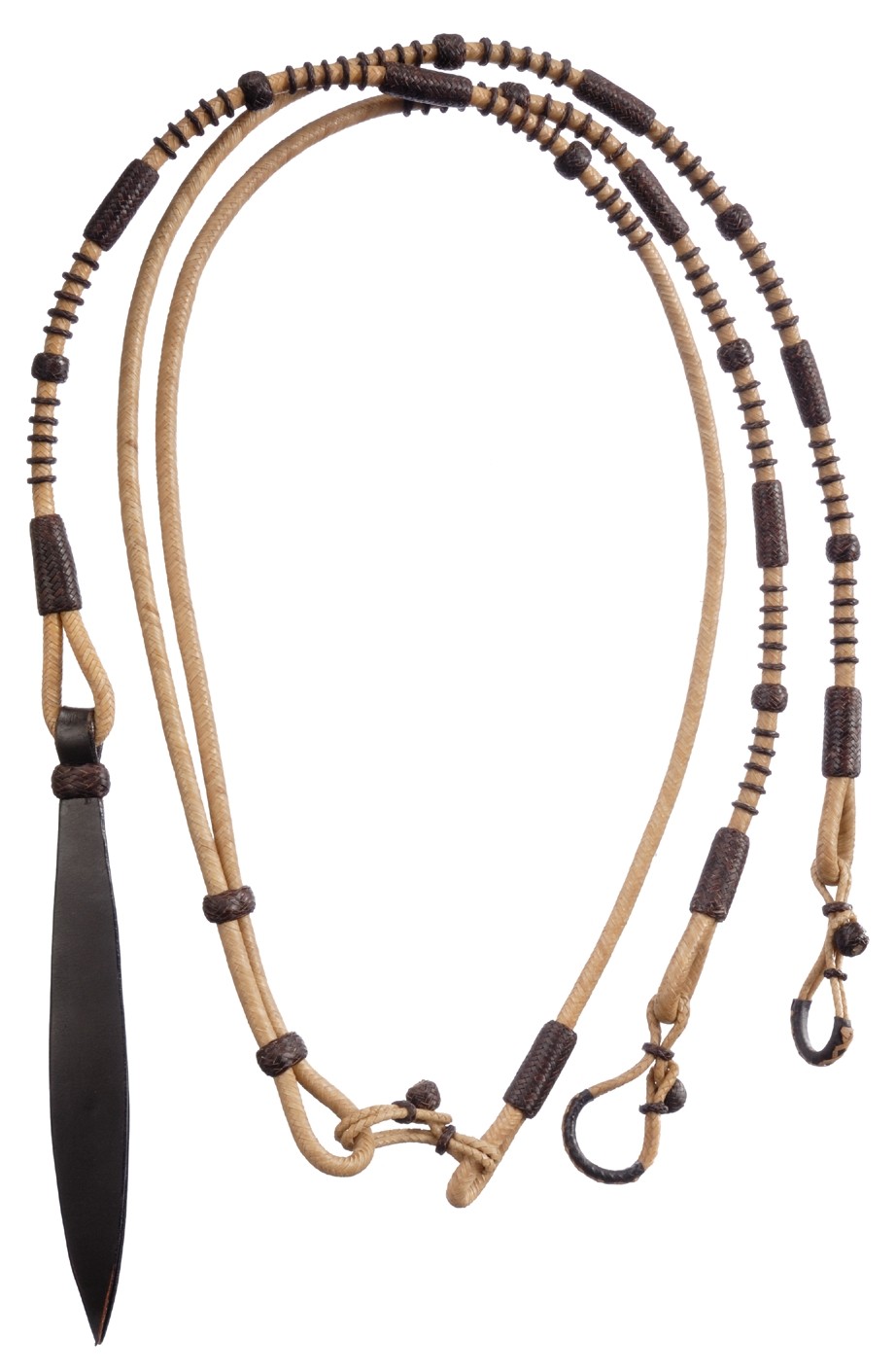 Romel Reins - Genuine Rawhide - Hand Braided - Dark Oil Knots - 8.5' Long