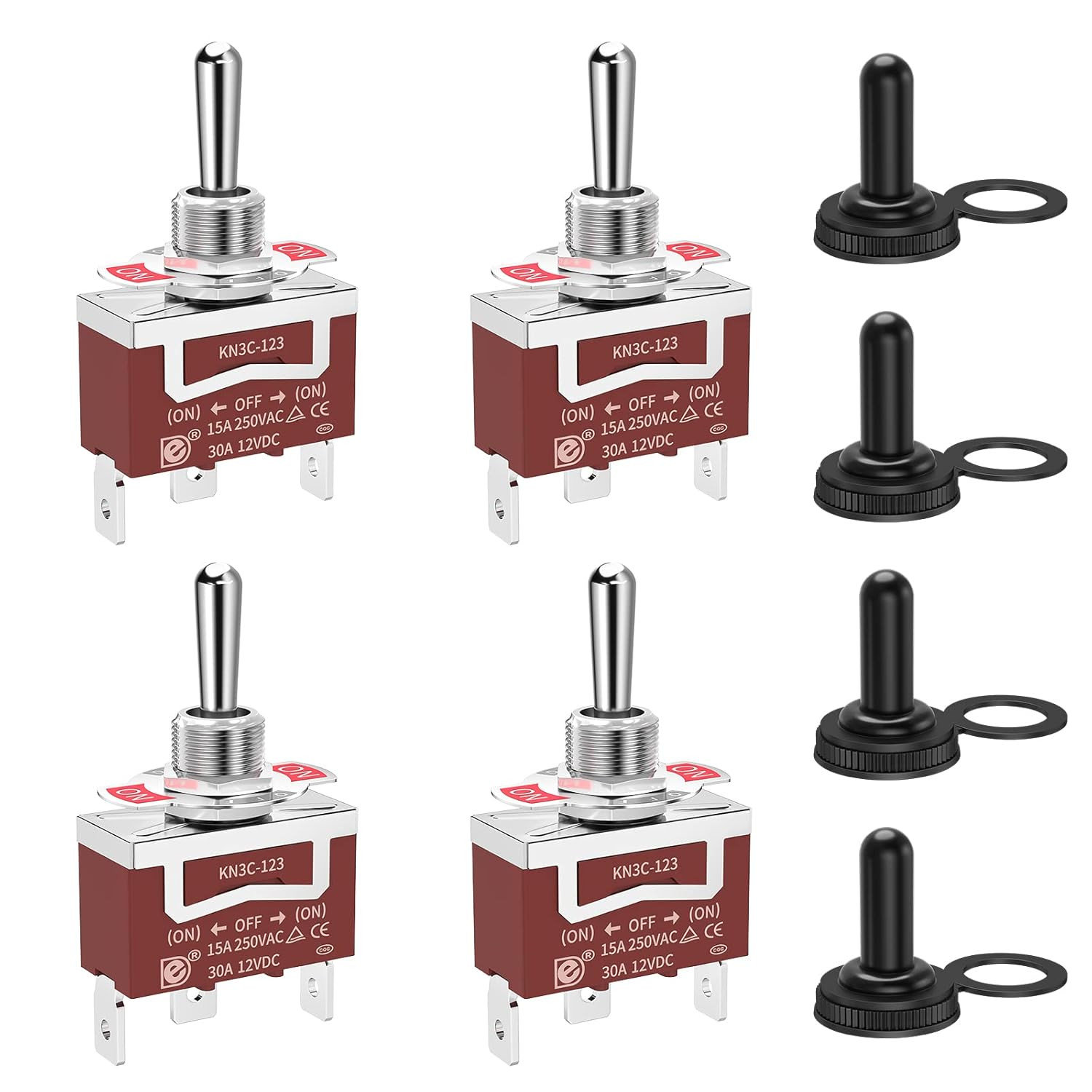 12 Volt Momentary Toggle Switch (On)-Off-(On) 3 Way Waterproof Toggle Switch ...