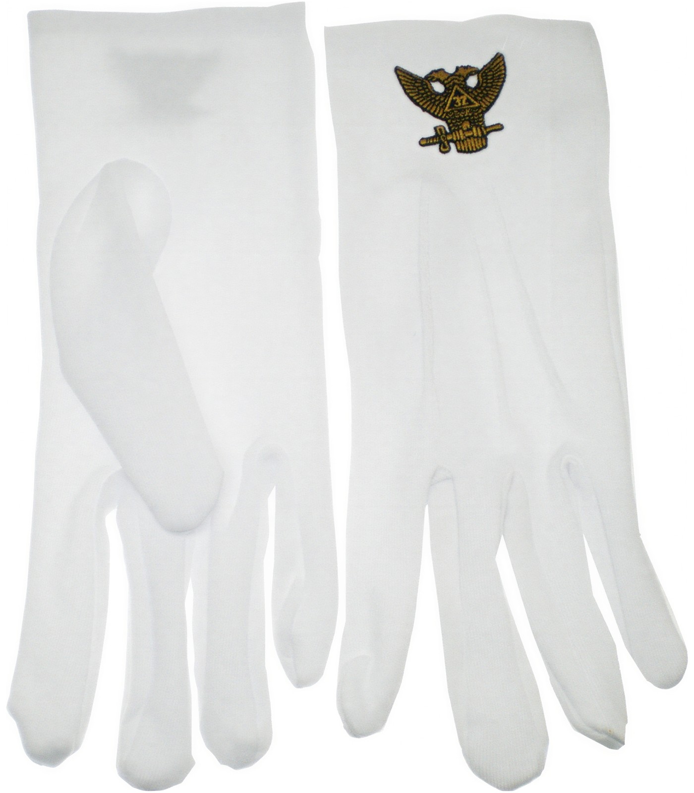 Scottish Rite 32nd Degree Wings Up Emblem Mens Ritual Gloves