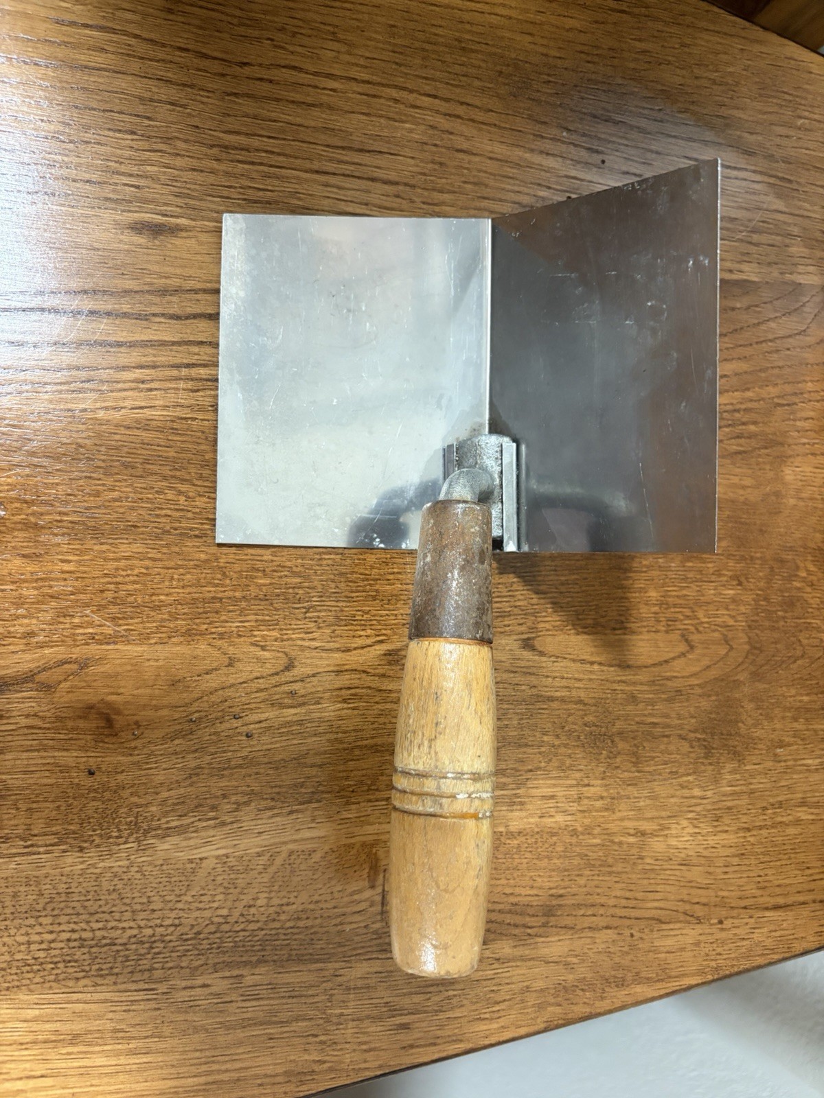 Vintage Drywall Plastering Inside Corner Trowel Tool Wood Handle Stainless