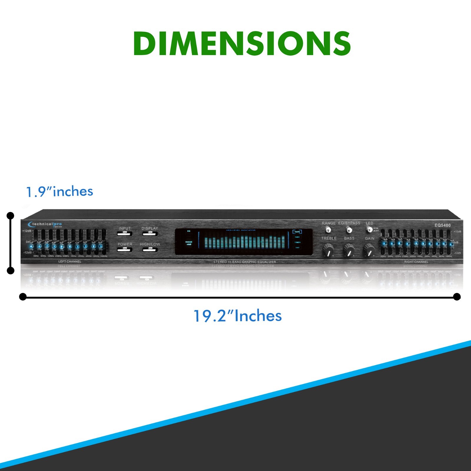 TPro Professional Dual 10 Band Equalizer with Individual LED Indicators