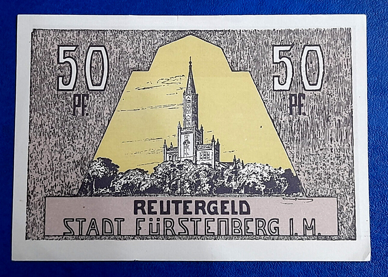 FÜRSTENBERG NOTGELD 50 PFENNIG 1922 REUTERGELD EMERGENCY MONEY GERMANY (27992)