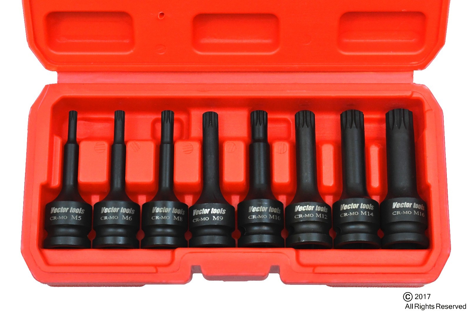 Automotive 8pc 1/2" Drive Long Impact XZN Spline Socket Set Auto Shop Tools