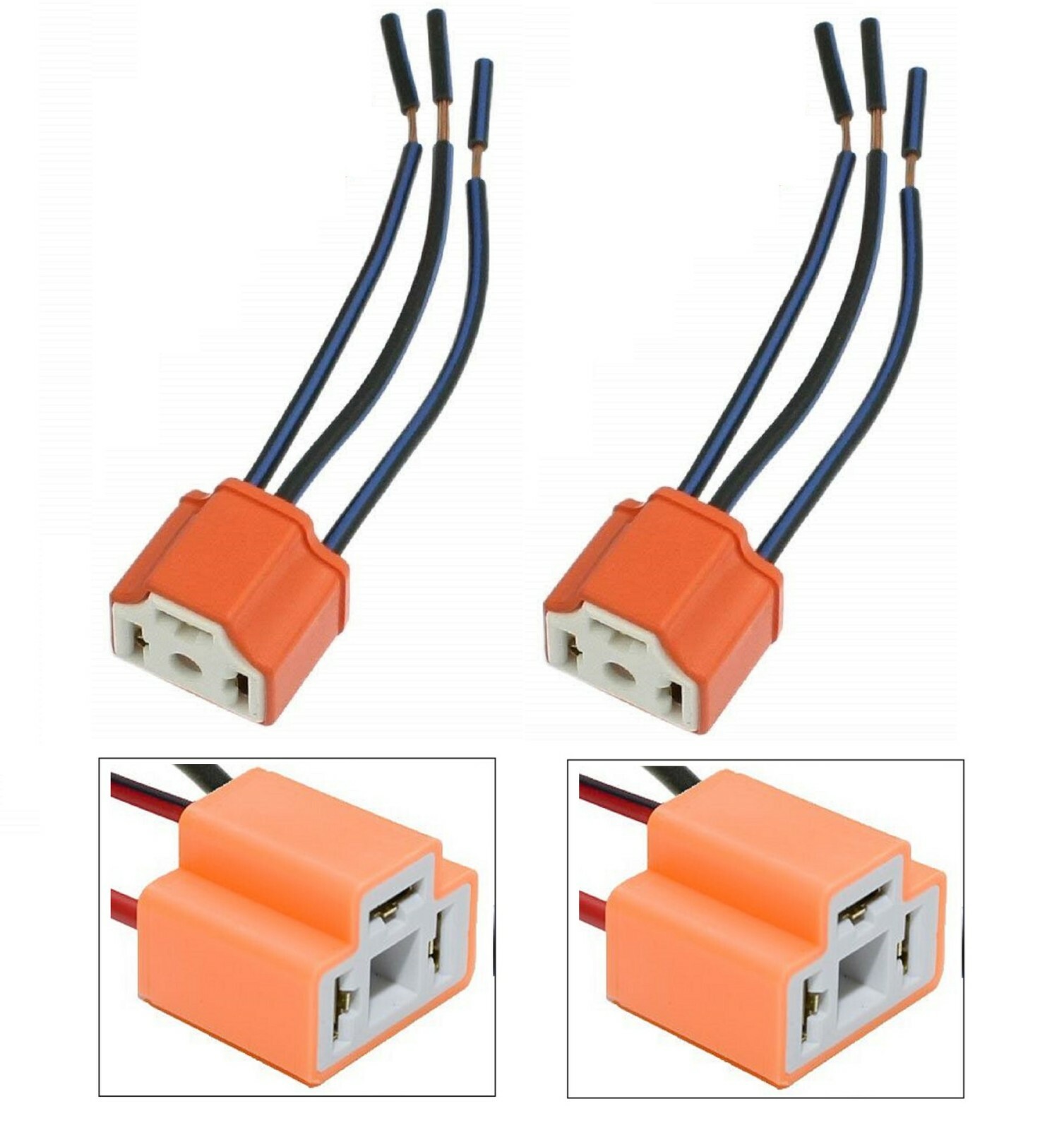Wire Pigtail Female Ceramic S 9003 HB2 H4 Two Harness Head Light Connector Plug