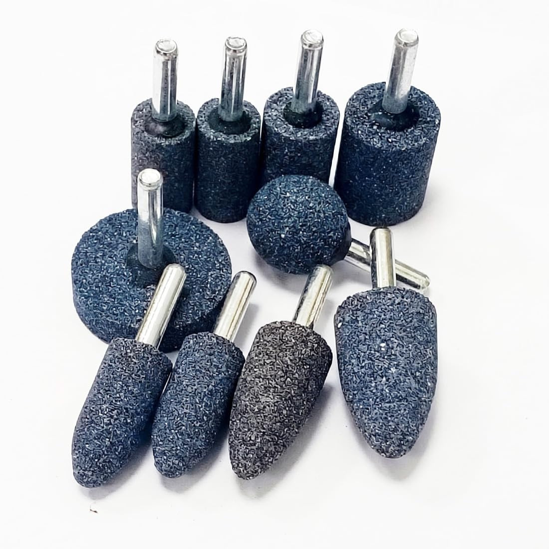 10 Pcs Drill Grinding Stones, 1/4" Shank Aluminum Oxide Mounted Grinding Points