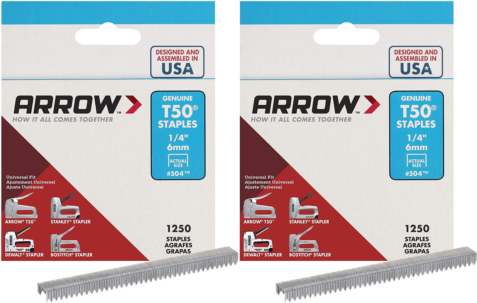 504 Genuine T50 1/4-Inch Staples, Pack of 2