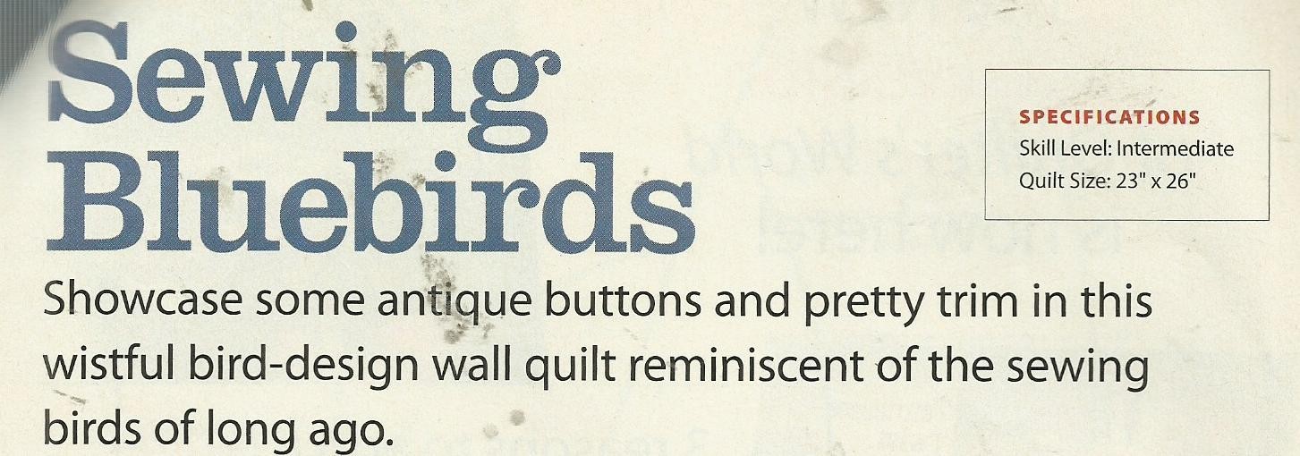 E0139 SEWING BLUEBIRDS WALLHANGING QUILT PATTERN/INSTRUCTIONS