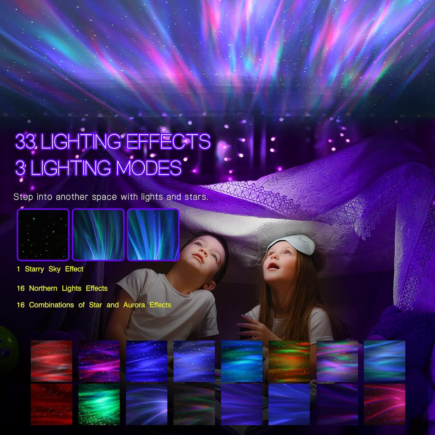 Northern Galaxy Light Aurora Projector with 33 Light Effects, LED Star Projector
