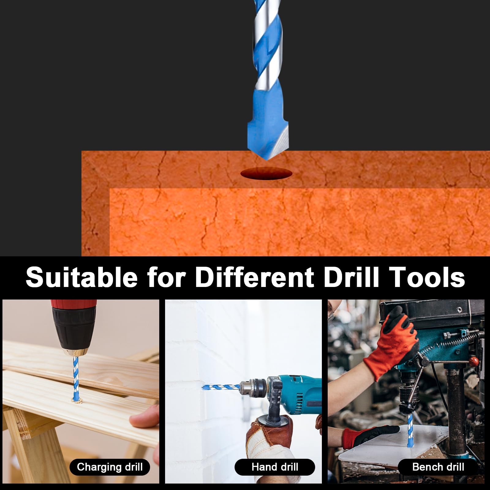 Concrete Drill Bit Set 7 Pcs, Masonry 5/32"-3/8", Shockproof...