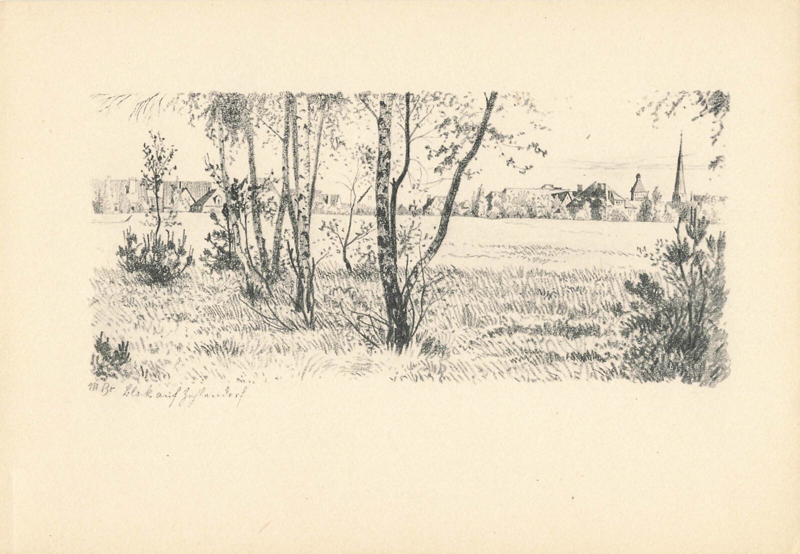 1920 Max Brückner - View of Zehlendorf - Berlin - Litho - Repro - Print
