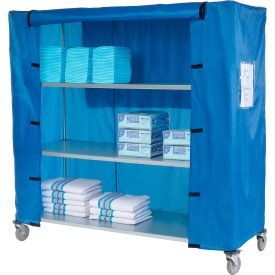 Nexel Galvanized Steel Linen Cart with Nylon Cover 4 Shelves 60""L x 24""W x 69"