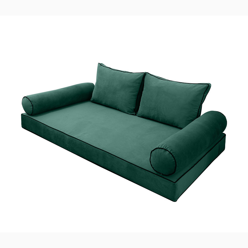 SLIPCOVER ONLY V1 Velvet Indoor Daybed Mattress Pillow Contrast Trim Twin AD317