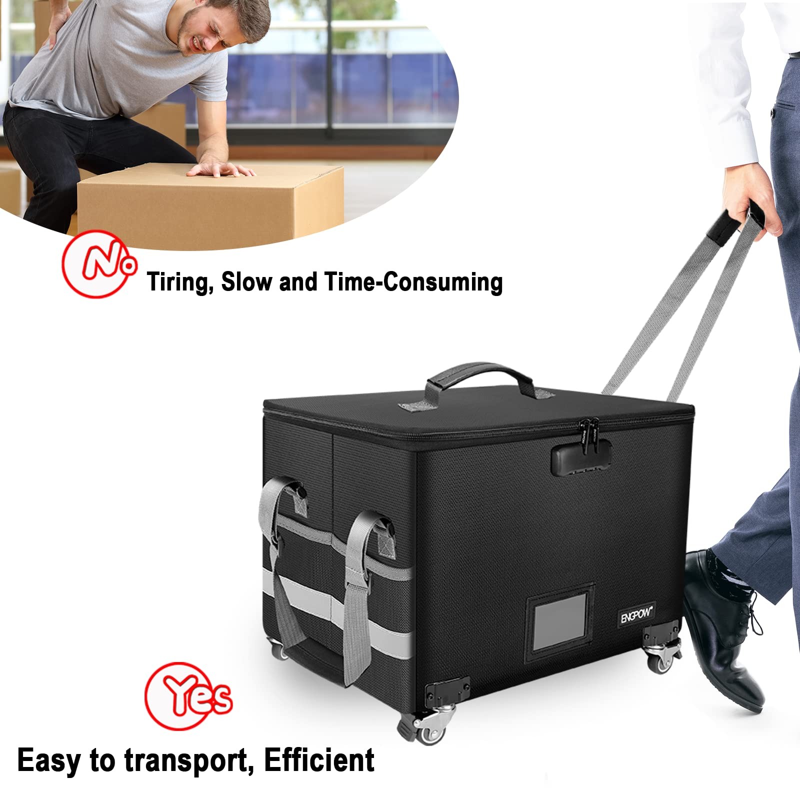File Box With Wheels Fireproof Document Box With Lockcollapsible Rolling File St