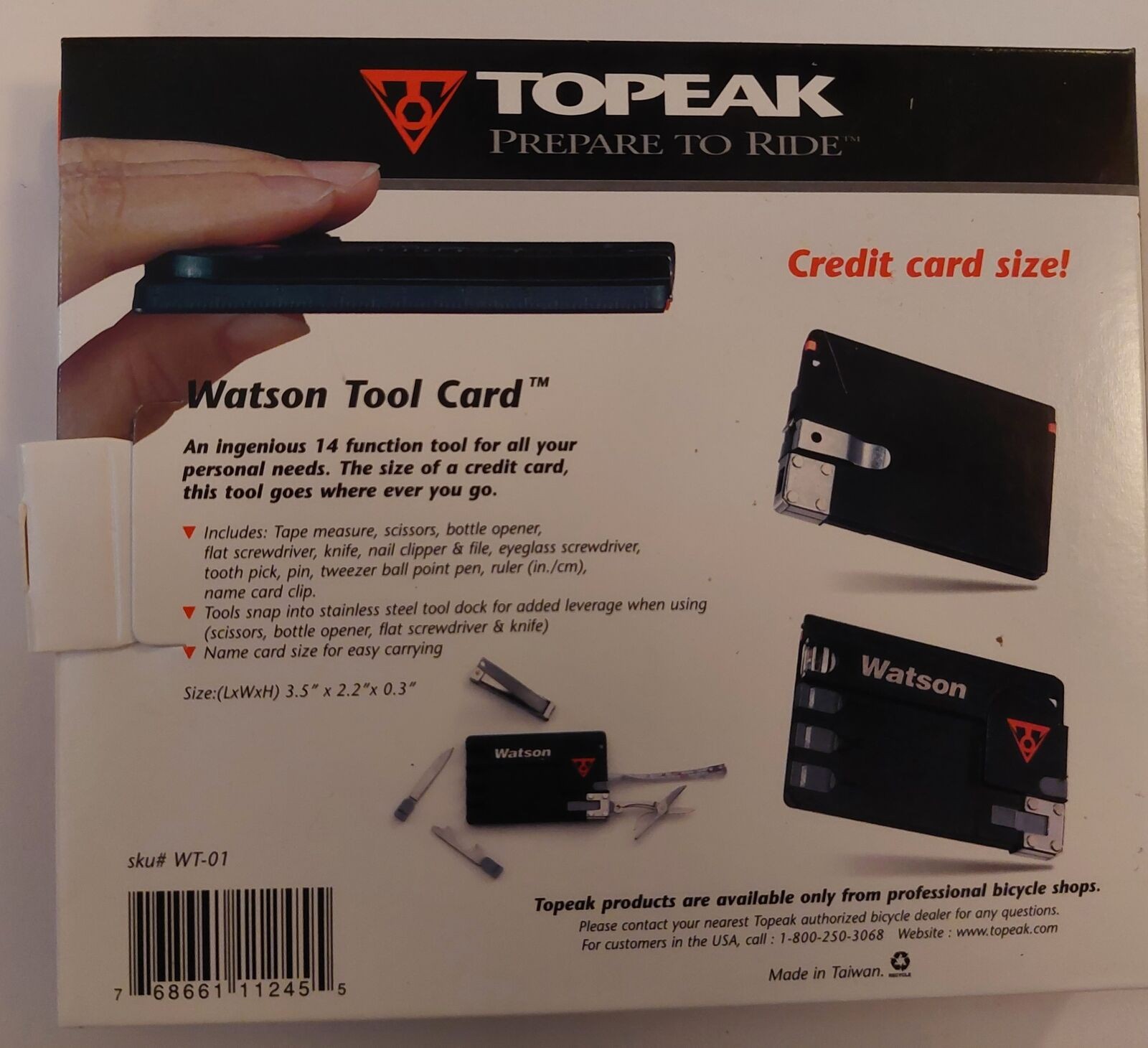 NEW TOPEAK Watson Tool Card 14 Function Multi Tool Credit Card Size
