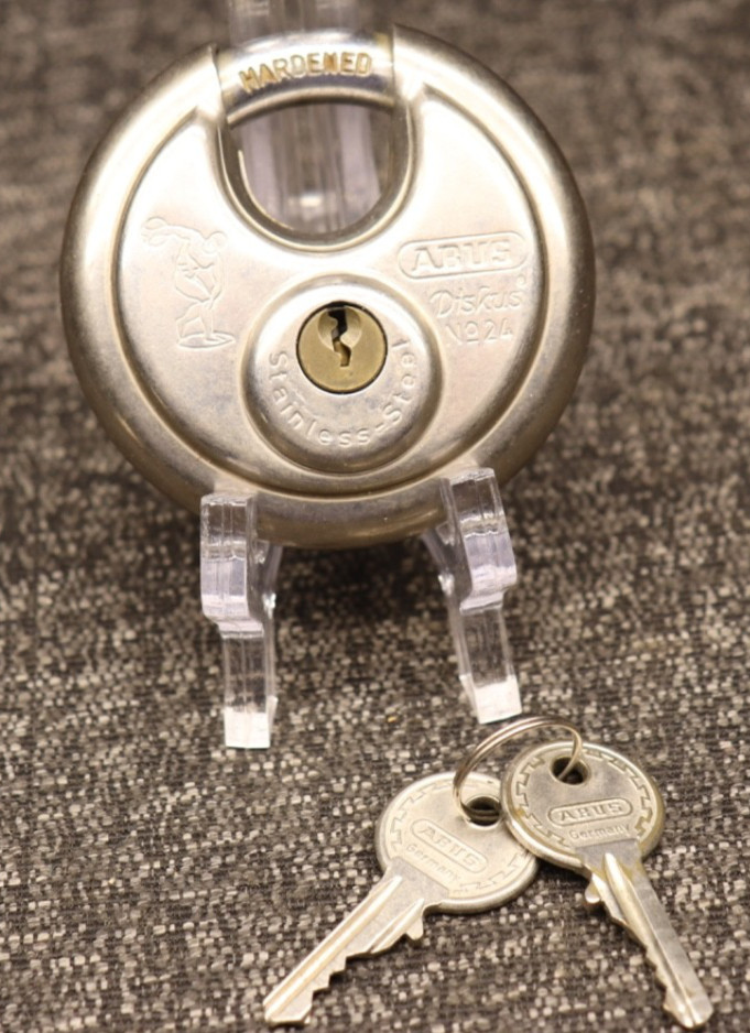 Vintage ABUS No. 24 Diskus Stainless Steel Padlock  Made in Germany