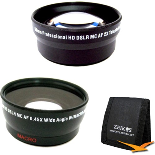 58 mm Wide Angle & Telephoto Lens Kit Card Wallet Nikon Sony Canon DLSR Cameras