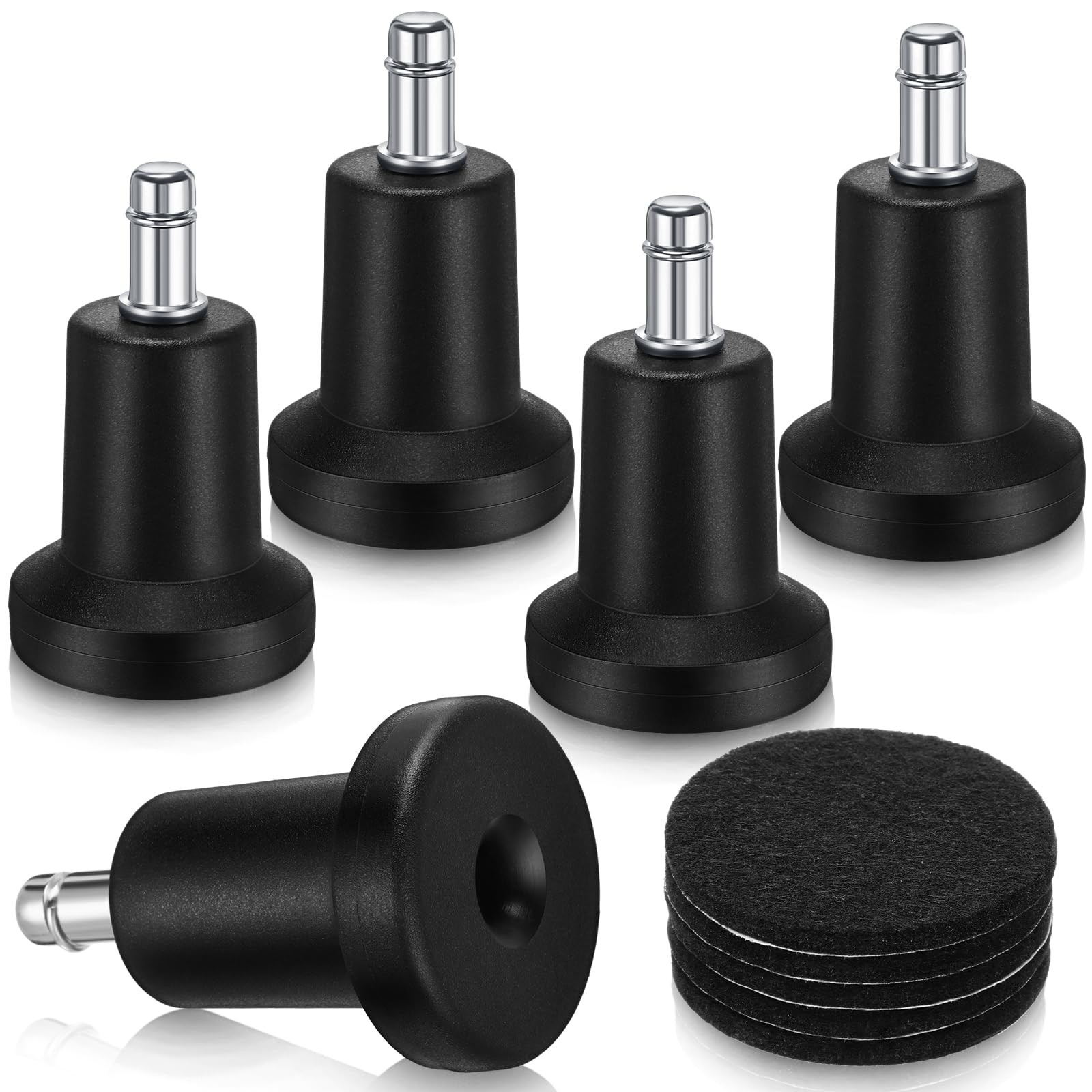 Outus 5 Pieces Bell Glides Replacement Office Chair Wheels Stopper Black